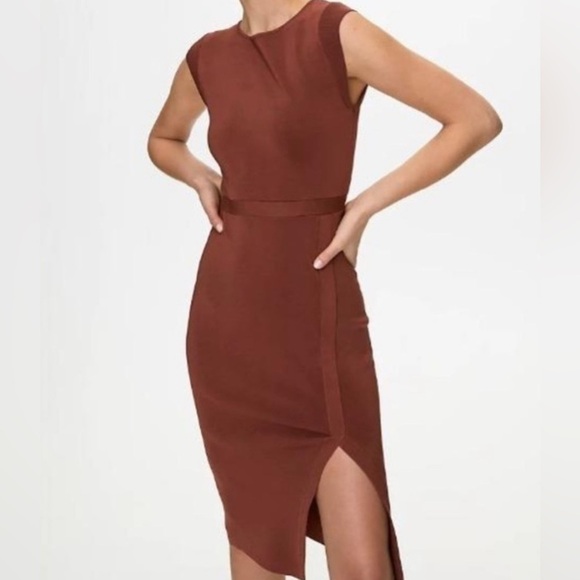 Aritzia Babaton Business Dress In Cider Gold Rust Color Size M Rare Find! - Picture 1 of 14